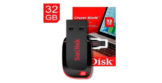 FLASH MEMORY SANDISK 32GB Cruzer Blade USB Black Red