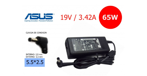 CARGADOR OEM PARA LAPTOP ASUS 19v 3.42a 65w 5.5x2.5mm