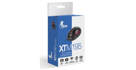 MOUSE XTECH XTM195 OPTICO USB 3 BOTONES 1000DPI