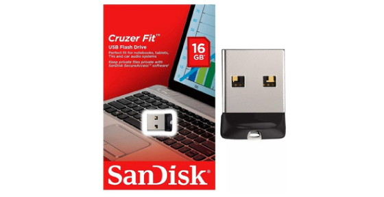 FLASH MEMORY SANDISK 16GB CRUZER FIT USB BLACK