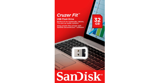 FLASH MEMORY SANDISK 32GB CRUZER FIT USB BLACK