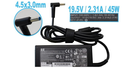 CARGADOR OEM PARA LAPTOP HP PUNTA AZUL 19v 2.31a 45w 4.5x3.0mm