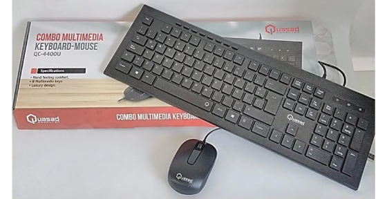 COMBO MOUSE + TECLADO MULTIMEDIA QUASAD QC-4400U FLAT KEYBCAPS BLACK CABLE