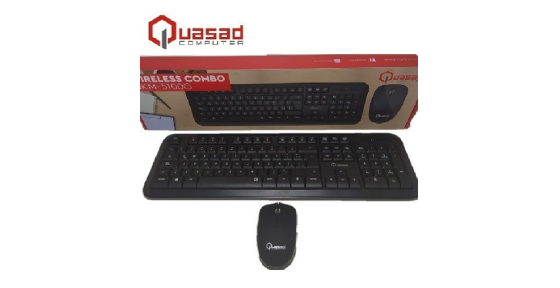 COMBO MOUSE + TECLADO INALAMBRICO QUASAD QKM-5100G BLACK