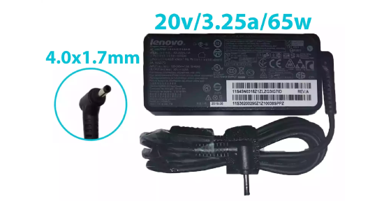 CARGADOR OEM PARA LAPTOP LENOVO PUNTA DELGADA 20v 3.25a 65w 4.0x1.7mm