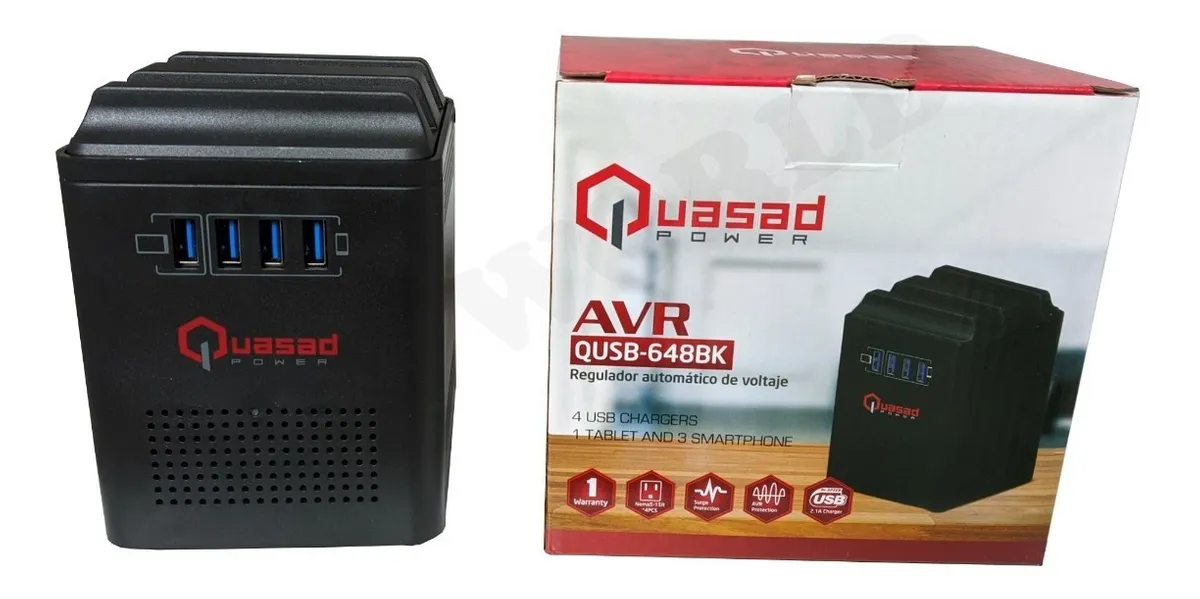 REGULADOR QUASAD QUSB-648BK 4TOMAS-4 USB-HIGH SPEED  CHARGES NEGRO